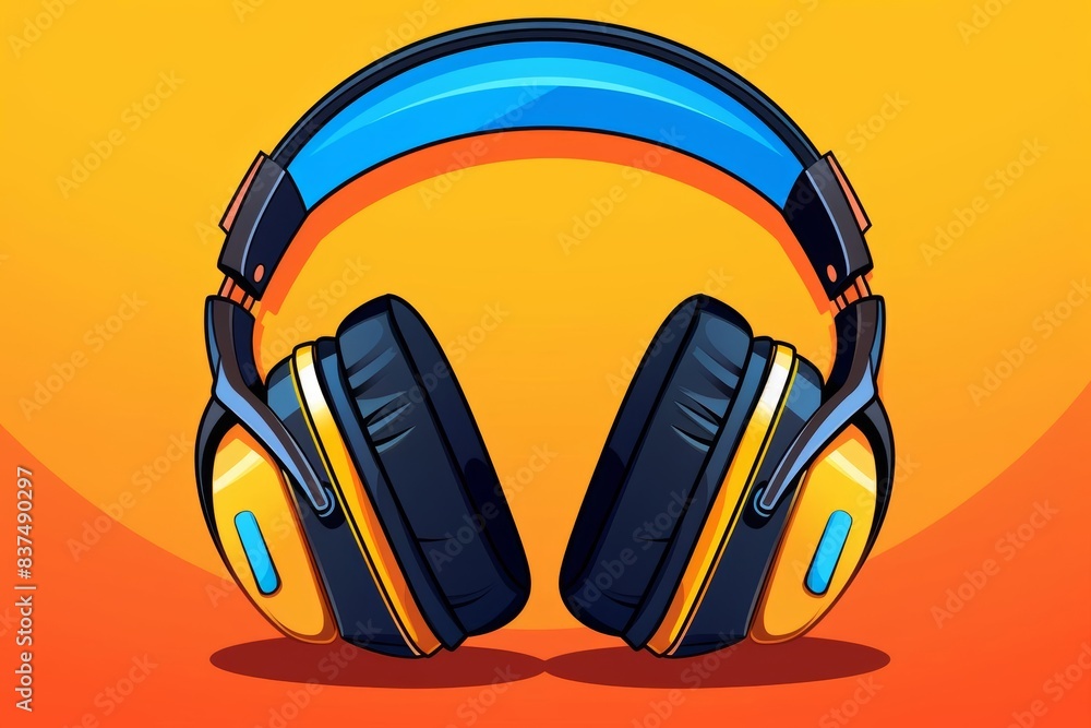 Headphones Flat Design Side View Noise Cancellation Theme Animation 