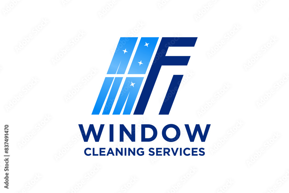 Letter F Window Cleaning Logo Design Letter F Window Cleaning Logo Design