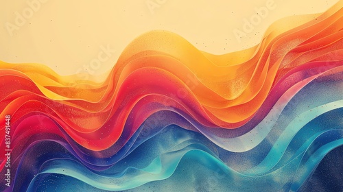 rainbow colors, wave gradient shape over Sand beige background, round, centered