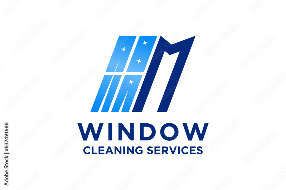Letter M Window Cleaning Logo Design Letter M Window Cleaning Logo Design