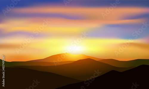 Beautiful sunrise over mountain peak