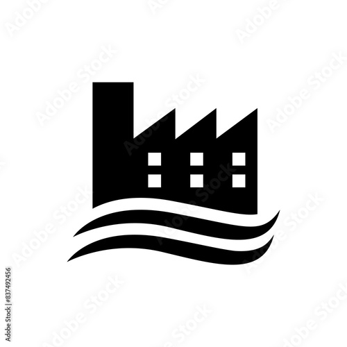 factory ocean flat modern logo design vector
