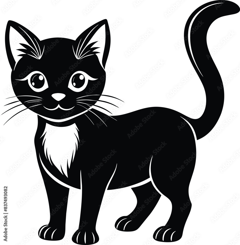 black and white cat illustration black and white cat illustration