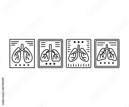 lung CT scan document file icon vector design simple line black white illustration collections sets