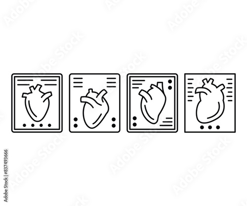 heart ultrasound icons vector design simple line flat illustrations collections sets isolated