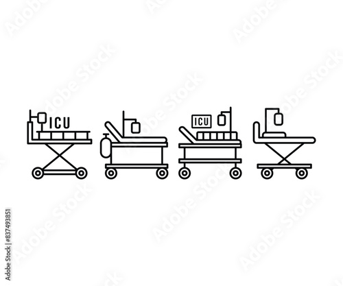 intensive care unit ICU icons symbol vector design simple line flat illustration collections sets isolated