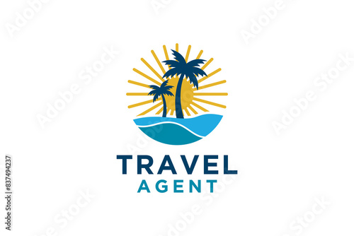 Travel tropic holiday logo template