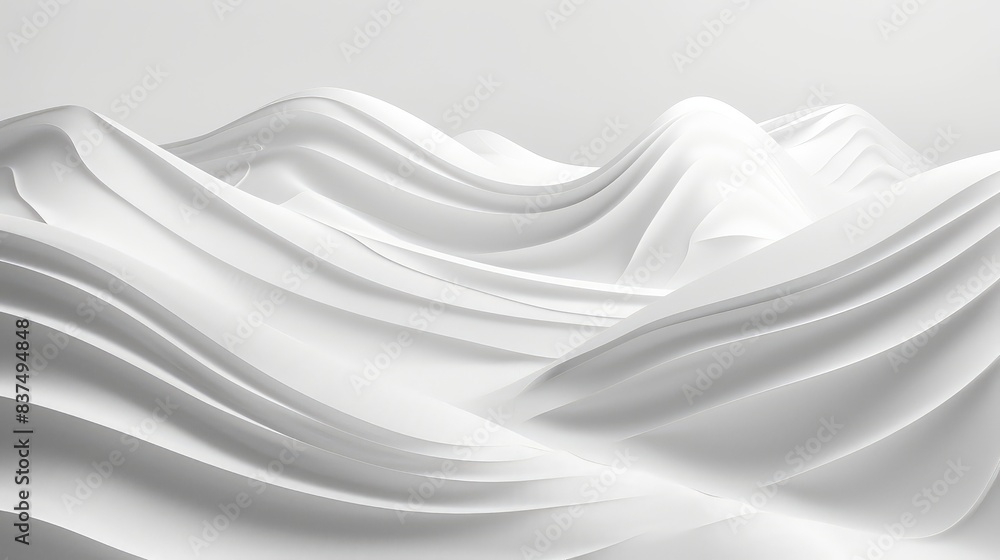 Obraz premium Minimalist white wave-like forms create a smooth and seamless transition into a clean backdrop.