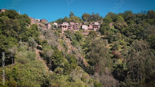 Schist village in center Portugal - Talasnal. Aerial View photo