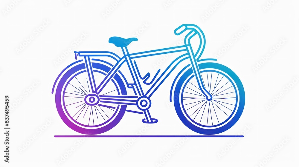 A blue and white bicycle with a blue seat A blue and white bicycle with a blue seat