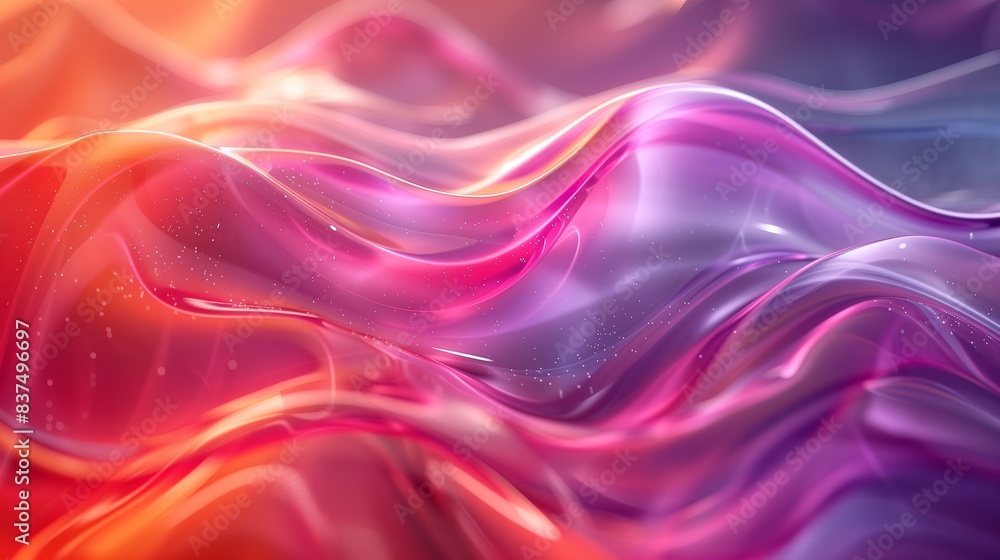 Vibrant Abstract Flowing Ribbons in Pink. Dynamic abstract image of flowing ribbons in vibrant pink and purple hues, creating a lively and colorful background.
