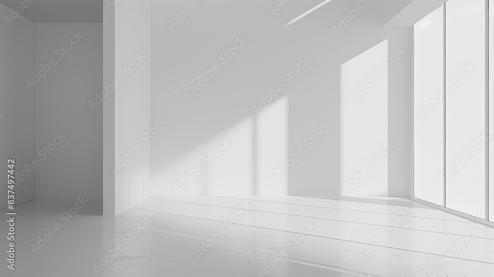 Obraz premium Abstract minimalist design with smooth white architectural forms and large empty spaces.