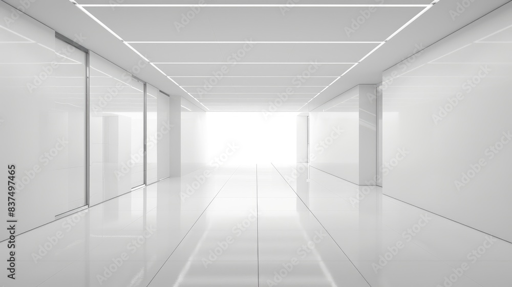 Abstract minimalist design with smooth white architectural forms and large empty spaces.