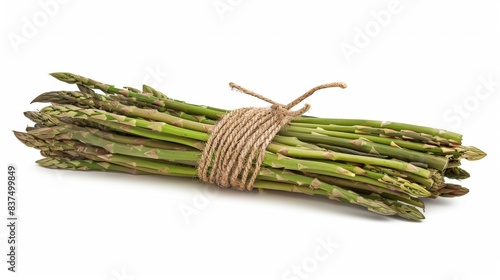 bundle of asparagus isolated on white background. clean fresh vegetables concept for deisgner photo