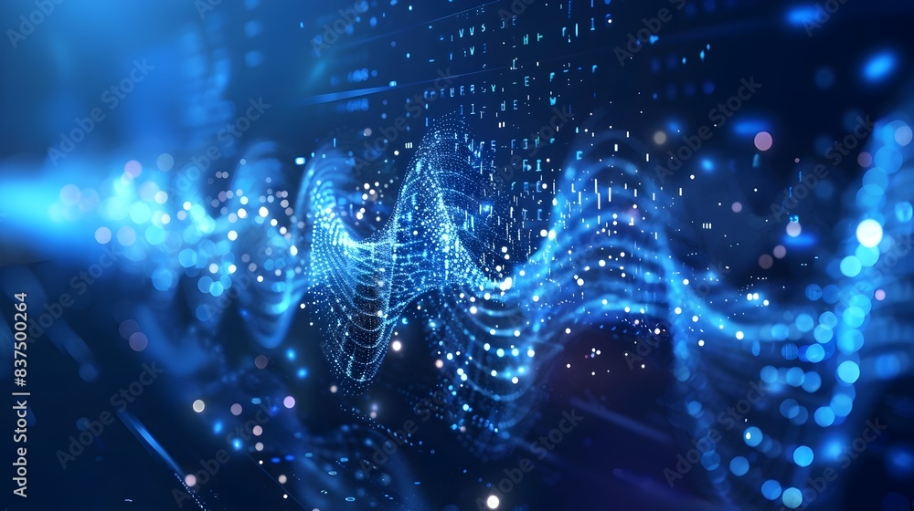 Pulsating Luminous Energetic Waves of Digital Particles Flowing Through Futuristic Technological Network Pulsating Luminous Energetic Waves of Digital Particles Flowing Through Futuristic Technological Network