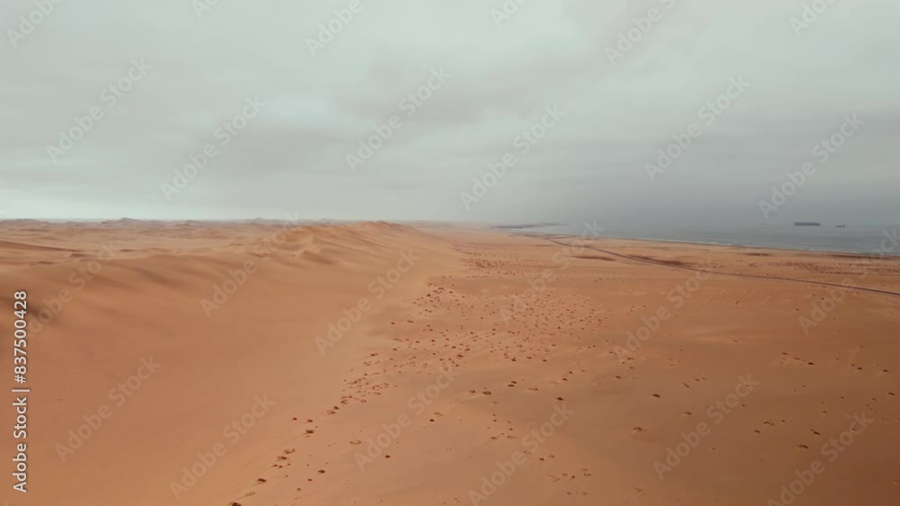 Aerial view of a great desert by the ocean. Aerial view of a great desert by the ocean.