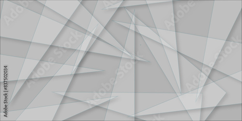abstract white and grey background. space design concept with triangular bright light with soft shadows as pattern shape modern white and grey geometric banner