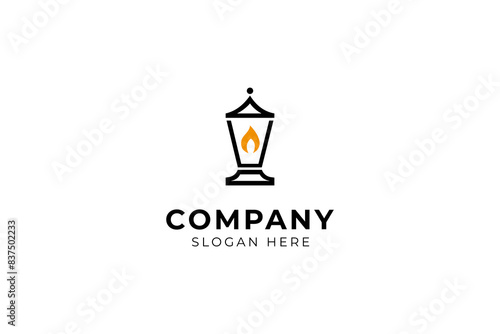 Lantern Logo, Classic Lantern Lamp icon logo design, Vintage Restaurant logo design vector