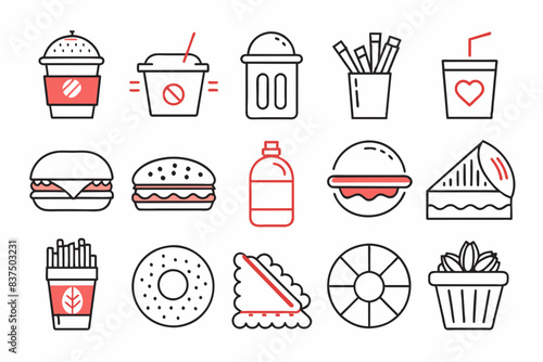  10 outline icons relate to fast food icon set vector illustration  photo