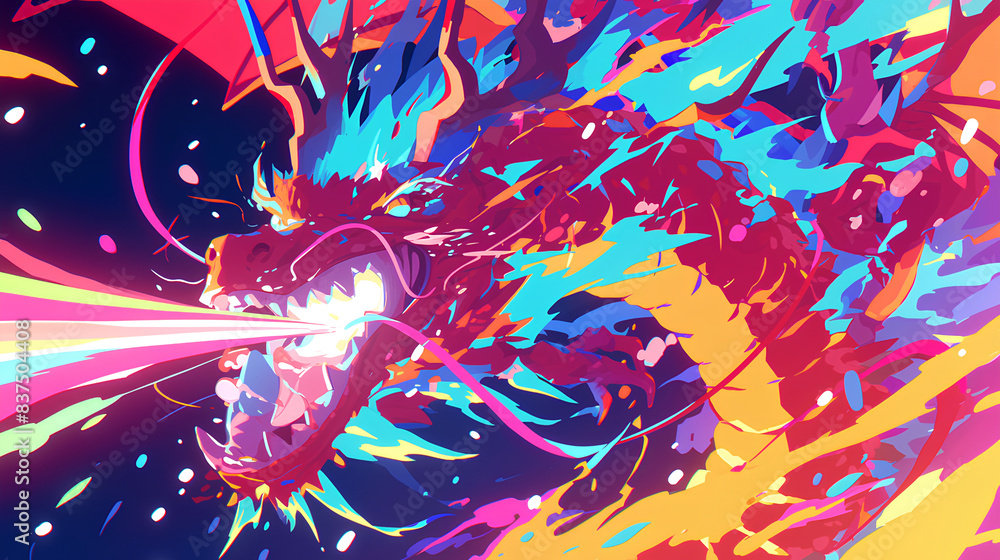a dragon spits rainbow colored fire a dragon spits rainbow colored fire