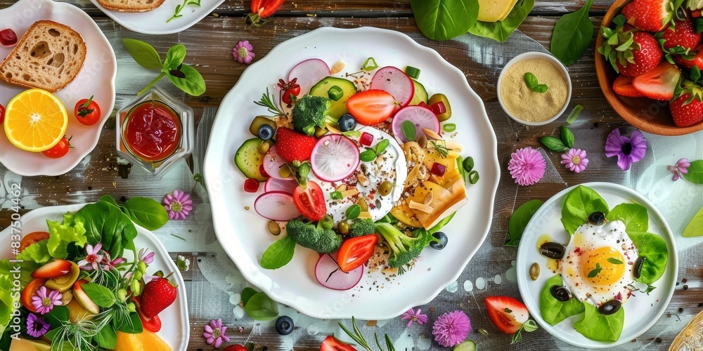 Sharp and detailed image capturing the essence of Mother's Day through mouthwatering food presentations Sharp and detailed image capturing the essence of Mother's Day through mouthwatering food presentations