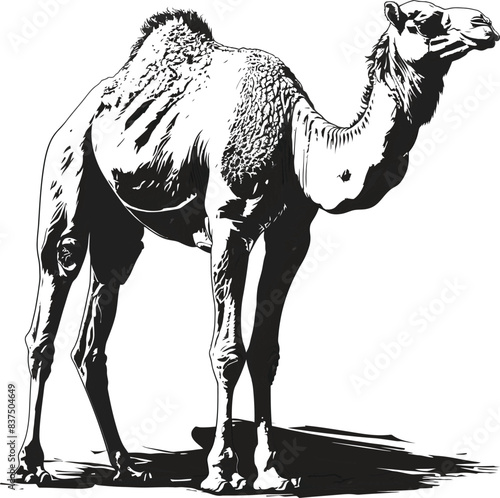 Camel Line Art Vector Icon On White Background