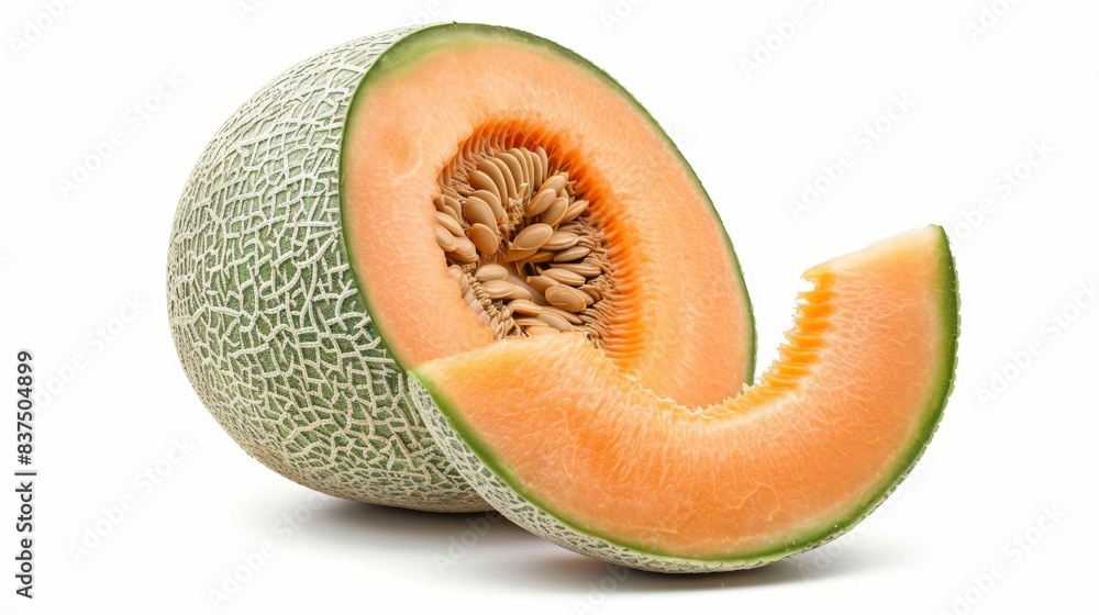 ripe cantaloupe melon isolated on white background. sweet fruity food concept ripe cantaloupe melon isolated on white background. sweet fruity food concept