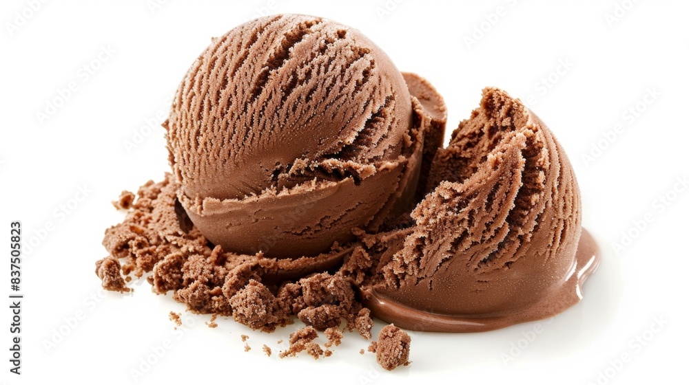 a scoop of chocolate ice cream isolated on white background. sweet dessert food menu concept a scoop of chocolate ice cream isolated on white background. sweet dessert food menu concept