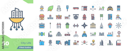 City Life Filled Color Icons