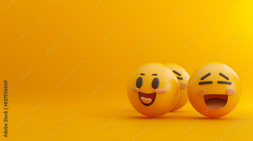 A bunch of yellow smiley faces are arranged in a circle on a yellow background. The scene is cheerful and happy A bunch of yellow smiley faces are arranged in a circle on a yellow background. The scene is cheerful and happy