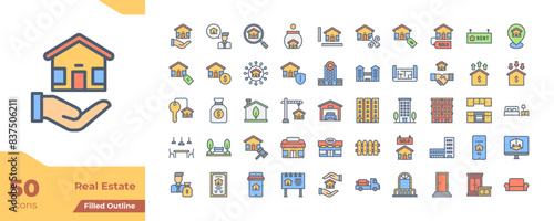 Real Estate Filled Color Icons