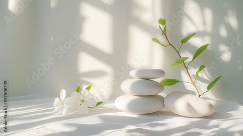 Simple and clean relaxing massage scene, featuring a minimalistic style with a bright and soothing design, isolated on a white background. 