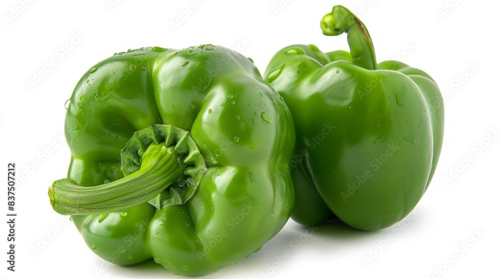 whole green bell pepper isolated on white background. vegetable food concept whole green bell pepper isolated on white background. vegetable food concept