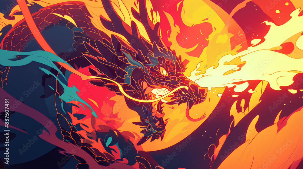 a dragon spitting fire