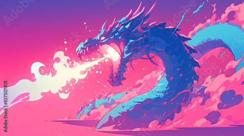 a dragon spitting fire