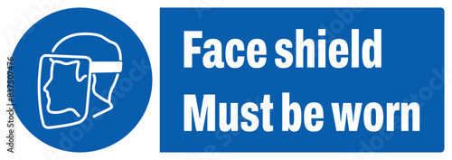 ISO mandatory safety signs face shield must be worn landscape size 1/2 a4,a3,a2,a1