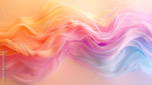 Wallpaper Mural rainbow colors, wave gradient shape over Peach pink background, round, centered Torontodigital.ca