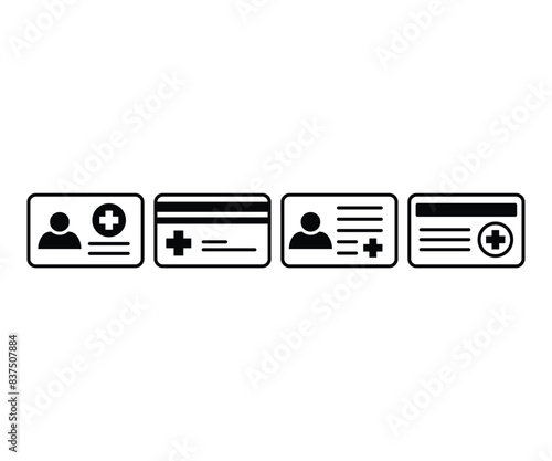 medical card profile symbol icons vector design black white simple flat illustration sets isolated