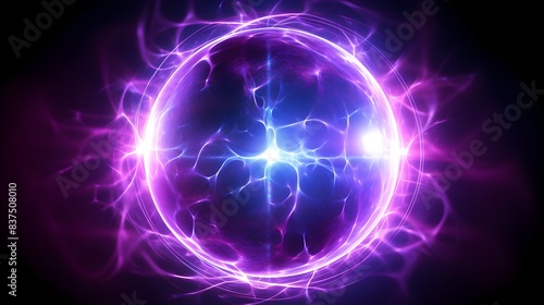 Electromagnetic Plasma Sphere - Captivating Blue and Purple Energy Field Visualization