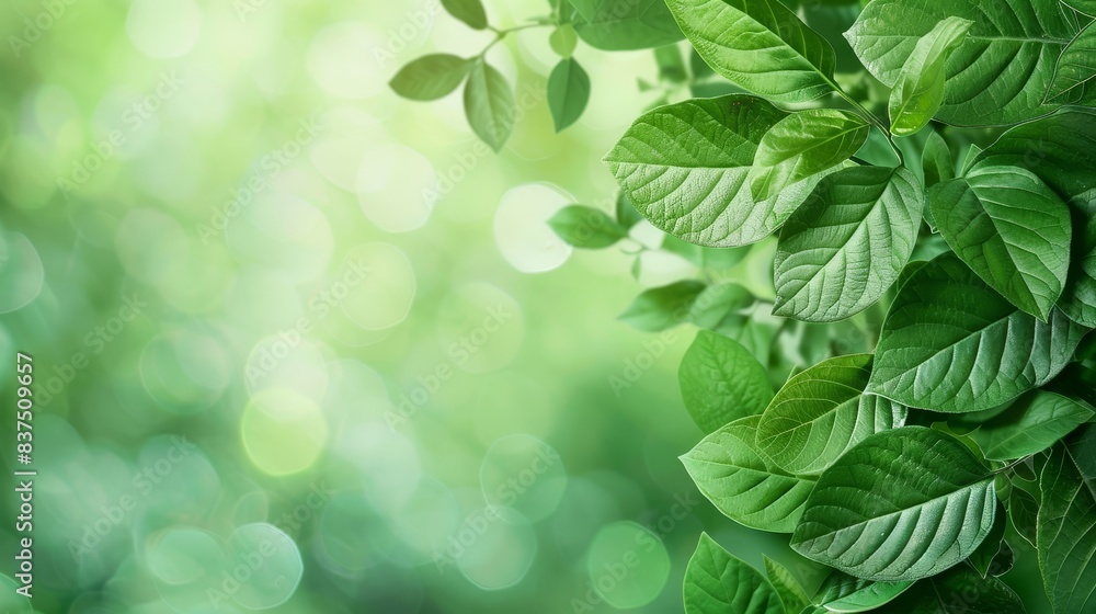 Green leaves with soft bokeh background - Fresh green leaves fill the frame with a soft bokeh effect in the background, symbolizing growth and vitality Green leaves with soft bokeh background - Fresh green leaves fill the frame with a soft bokeh effect in the background, symbolizing growth and vitality