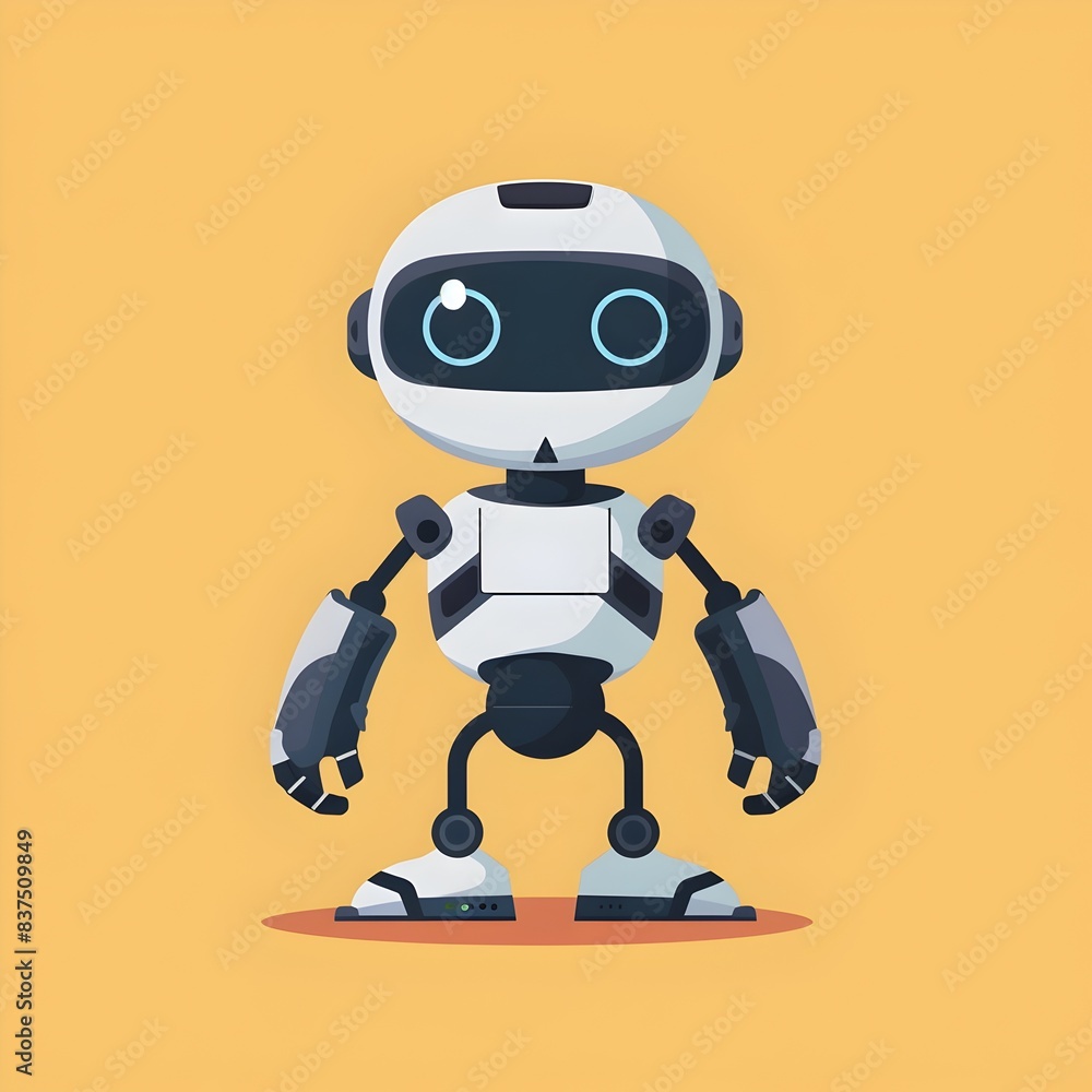 Futuristic Humanoid Robot in Flat Design with Vivid Animation Futuristic Humanoid Robot in Flat Design with Vivid Animation