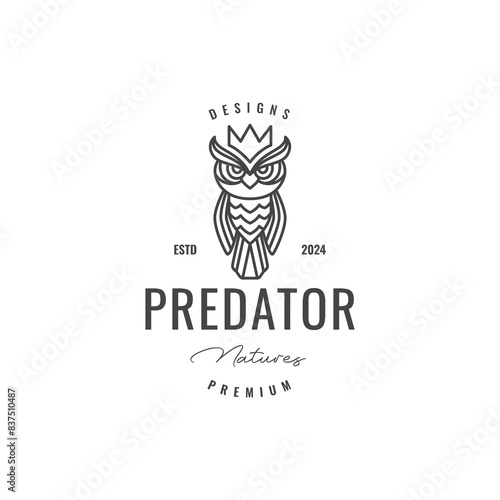 cool owl nature predator wildlife hipster logo design vector