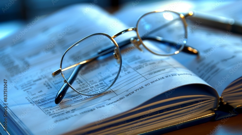 Organized Retirement Planning with Fund Folder, Glasses, and Pen on Desk Organized Retirement Planning with Fund Folder, Glasses, and Pen on Desk