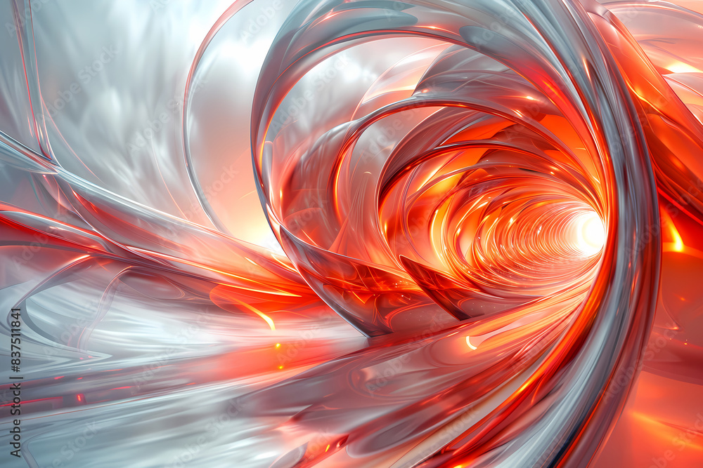 Background of abstract tunnel of gray orange and steel wave forms converging towards center in circles dynamic style. Intense neon and oranges with white accents create sense of speed and energy Background of abstract tunnel of gray orange and steel wave forms converging towards center in circles dynamic style. Intense neon and oranges with white accents create sense of speed and energy