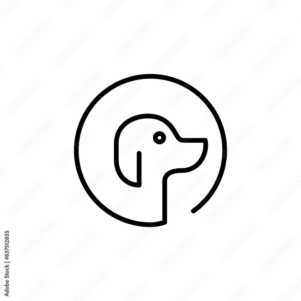 dog circle cute animal line logo design vector dog circle cute animal line logo design vector