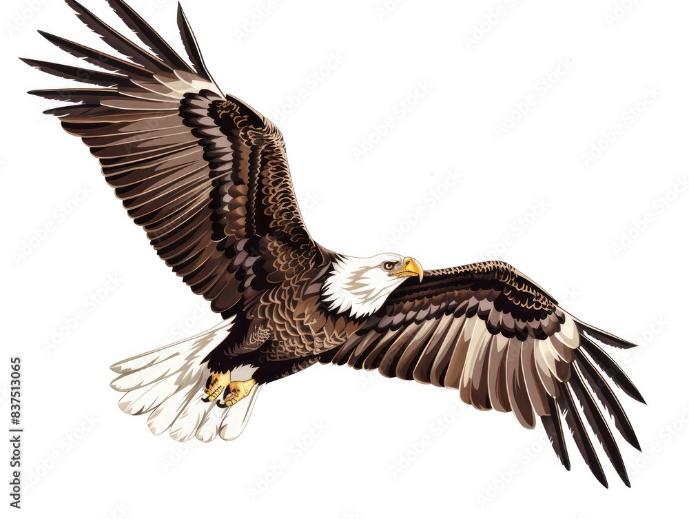 Fototapeta premium Majestic Bald Eagle Soaring Through the Sky