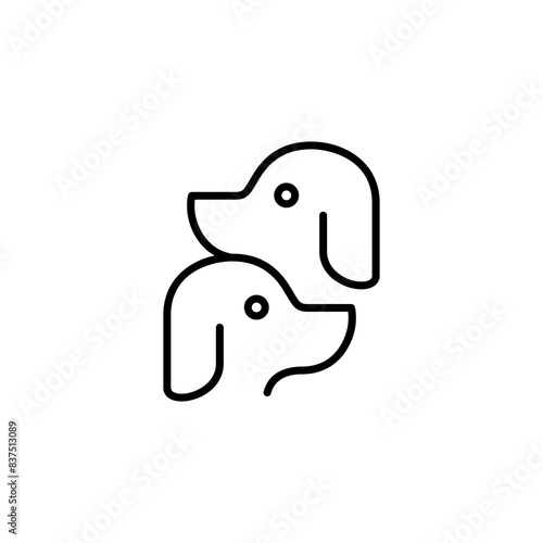 cute dog pet love line logo design vector