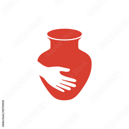 pottery art handmade modern logo design vector
