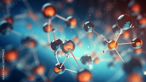 Abstract 3D Illustration of Atom Molecules on Scientific Background for Chemistry and Science Concepts