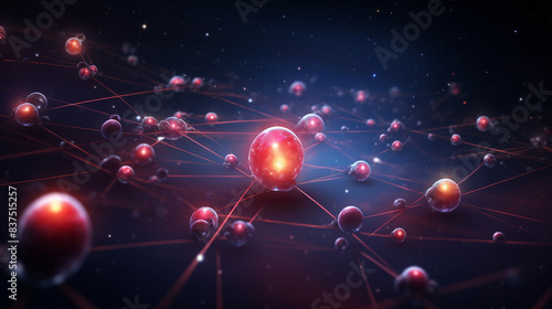 Atomic Molecules Floating in Scientific Environment - 3D Rendered Stock Illustration